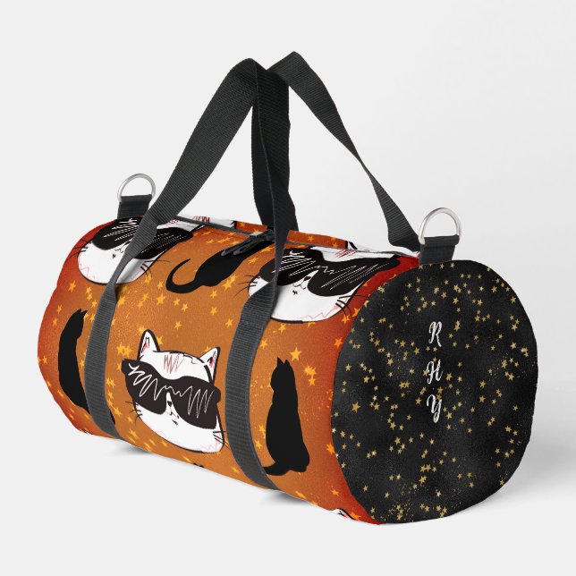 Bronze Coole Katzen Druckknacken Nähtasche Duffle Bag (Linke Seite)