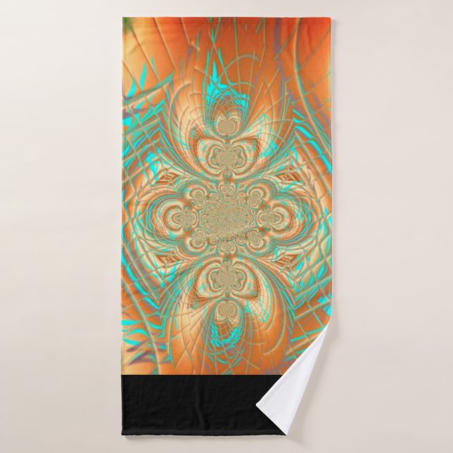 Bronze de cuivre et Motif Abstrait Aqua (Serviette de bain)