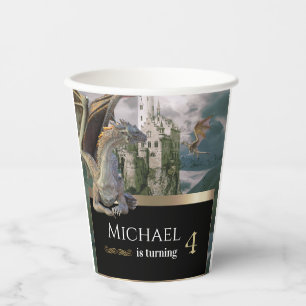Bronze Dragon Mittelalterliches Schloss Metallic G Pappbecher
