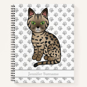 Bronze Egyptian Mau Niedlicher Cartoon Cat & Custo Notizbuch