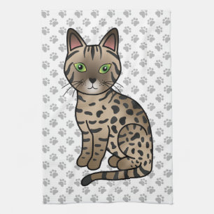 Bronze Egyptian Mau Niedlicher Cartoon Katze Illus Geschirrtuch