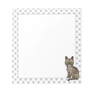 Bronze Egyptian Mau Süße Cartoon-Katze Illustratio Notizblock