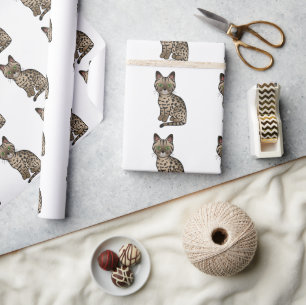 Bronze Egyptian Mau Süßes Cartoon-Katzenmuster Geschenkpapier