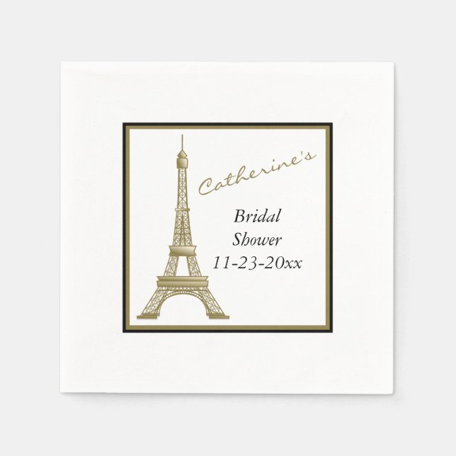 Bronze Eiffel Tower Paris Frankreich Brautparty Serviette (Vorderseite)