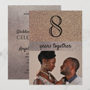Bronze Elegant Glitter 8. Hochzeitsjubiläum Einladung