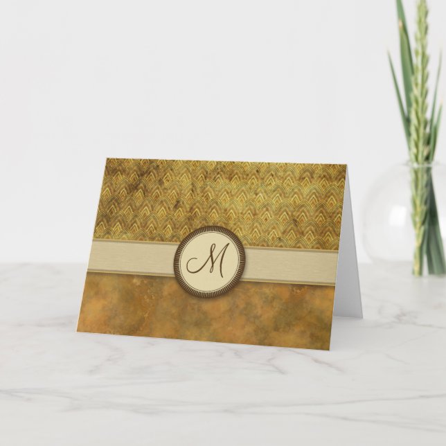 Bronze-Federmuster mit Monogramm (Vorderseite)
