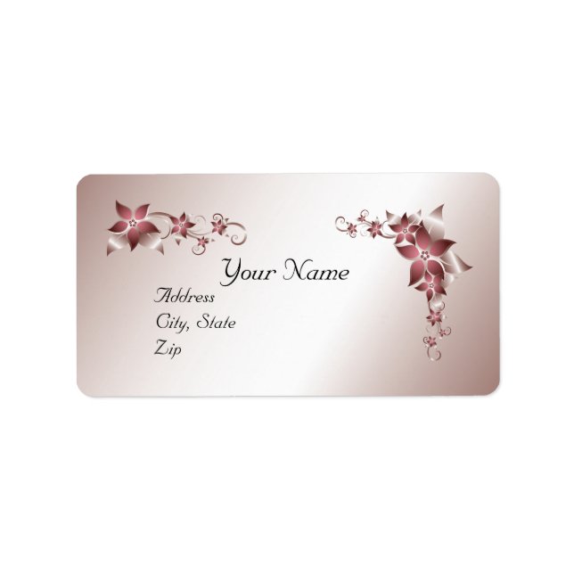 Bronze Floral Wedding Avery Label Adressaufkleber (Vorne)