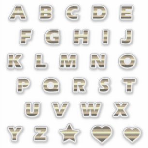 Bronze-Gelbe Streifen Buchstaben Monogramm Aufkleber
