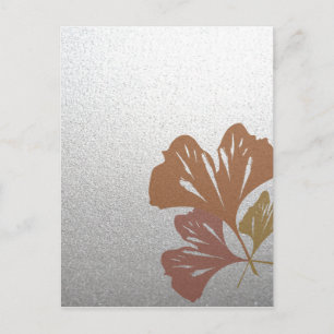 Bronze-Ginkgo-Blätter zum Muster des Silbereffekts Postkarte