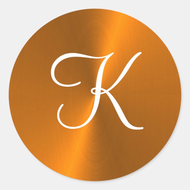 Bronze glänzende Imitate Metal-Monogramm Runder Aufkleber (Vorderseite)