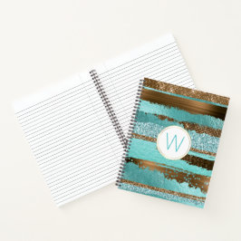 Bronze Glitz Mit Monogramm-Notebook Notizbuch
