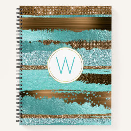 Bronze Glitz Mit Monogramm-Notebook Notizbuch