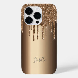 Bronze-Glitzer-Tropfen-Kupfermonogramm Case-Mate iPhone 14 Pro Hülle