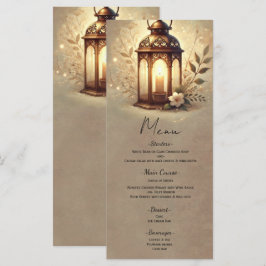Bronze glühende Laterne Rustikales Hochzeitsmenü Menükarte