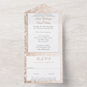 Bronze Gold Filigree Paisley Henna Hochzeit RSVP All In One Einladung