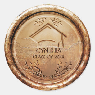 Bronze Gold Graduation Cap Gold Wax Siegel Runder Aufkleber