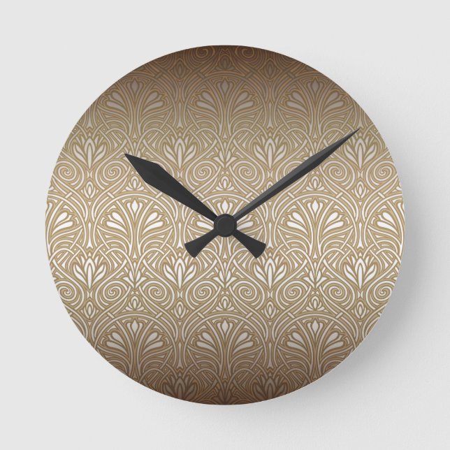 Bronze, Gold, Jugendstil, Deko, Vintag, Runde Wanduhr (Vorderseite)