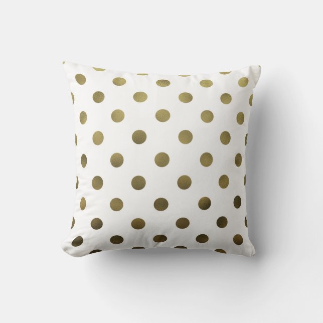 Bronze-Gold-Leaf Metallische Imitat Foil Polka Dot Kissen (Vorderseite)