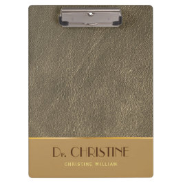 Bronze Gold Leather Brown Individuelle Name Elegan Klemmbrett