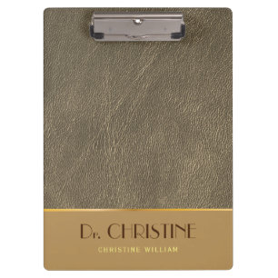 Bronze Gold Leder Braun Benutzername Elegant  Klemmbrett