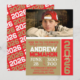 Bronze Gold & Red Abschluss Foto Einladung