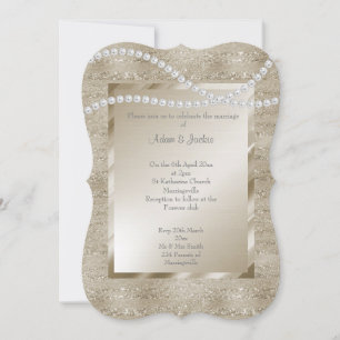 Bronze Gold Sparkle Pearl ELEGANT CLASSY WEDY Einladung