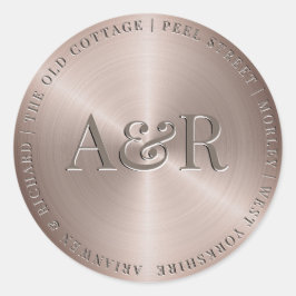 Bronze-Gold-Umschlag-Aufkleber mit Monogramm Runder Aufkleber