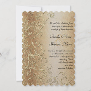 Bronze Gold und Black Love Bird Wirbel Hochzeit Einladung