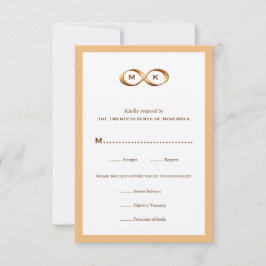 Bronze Gold Unfinity Hand Clasp Wedding RSVP Card