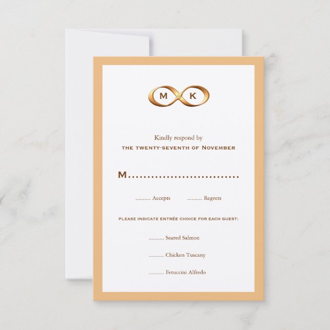 Bronze Gold Unfinity Hand Clasp Wedding RSVP Card (Vorderseite)