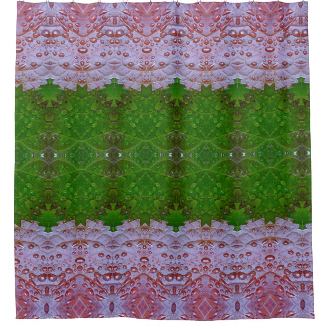 Bronze & Green Blätter Ikat Duschvorhang (Vorderseite)