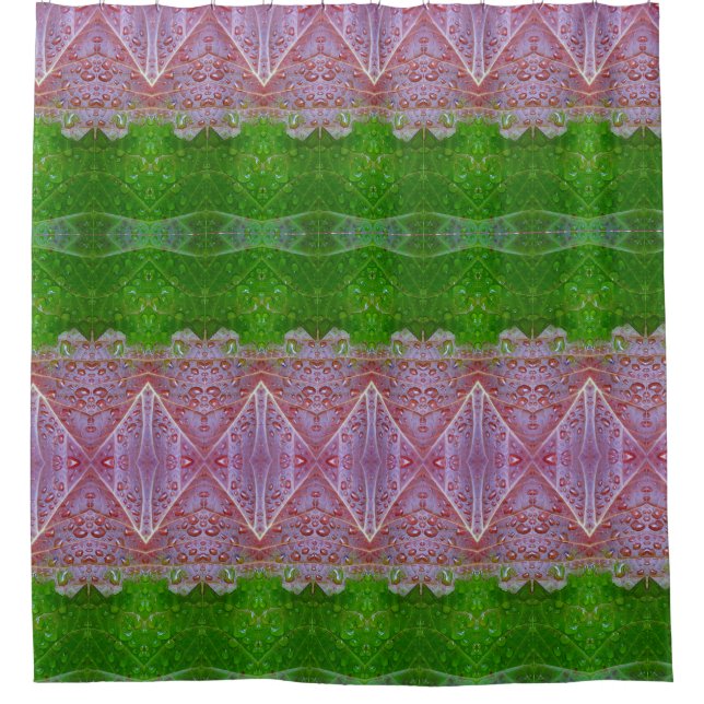 Bronze & Green Blätter Ikat zu Duschvorhang (Vorderseite)