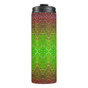 Bronze & Green Leaf Ikat 16 Thermosbecher