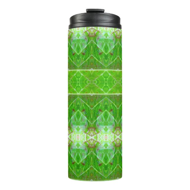 Bronze & Green Leaf Ikat 4 Thermosbecher (Vorderseite)