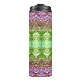 Bronze & Green Leaf Ikat 5 Thermosbecher