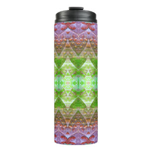Bronze & Green Leaf Ikat 5 Thermosbecher