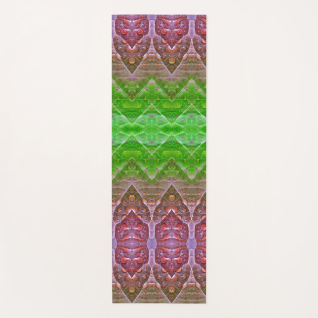 Bronze & Green Leaf Ikat 6 Yogamatte (Vorderseite)