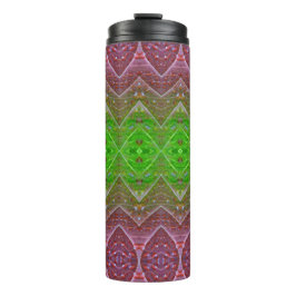 Bronze & Green Leaf Ikat 7 Thermosbecher