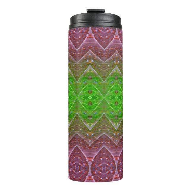 Bronze & Green Leaf Ikat 7 Thermosbecher (Vorderseite)