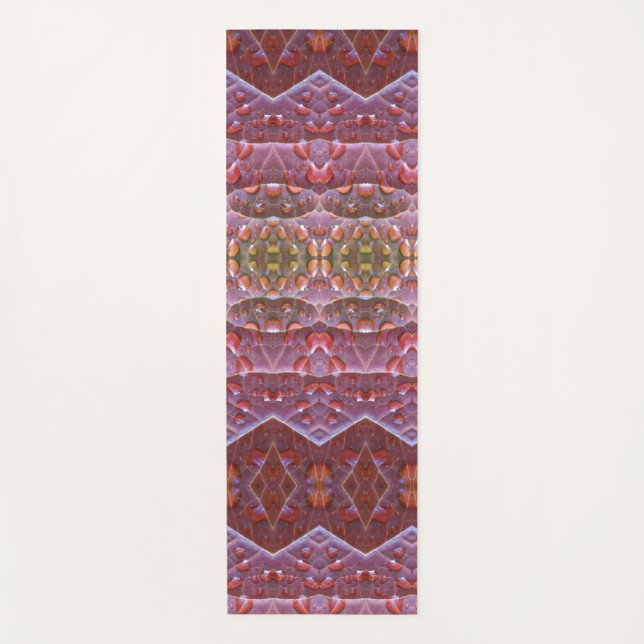 Bronze & Green Leaf Ikat 9 Yogamatte (Vorderseite)
