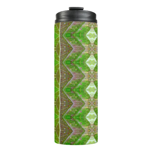 Bronze & Green Leaf Ikat auch Thermosbecher (Vorderseite)