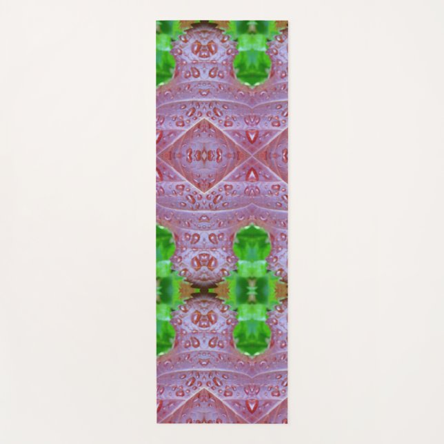 Bronze & Green Leaf Ikat Pouf auch Yogamatte (Vorderseite)