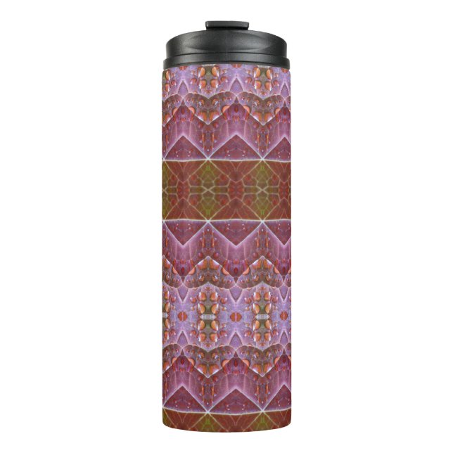 Bronze & Green Leaf Ikat Thermosbecher (Vorderseite)