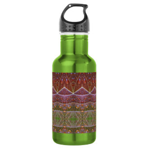 Bronze & Green Leaf Ikat Zen Edelstahlflasche