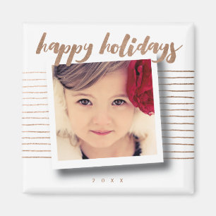 Bronze Happy Holidays Skript Weihnachtsgeschenk Fo Magnet