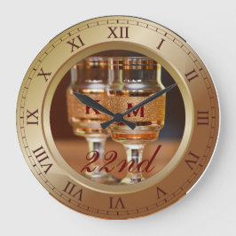 Bronze-Hochzeitsszenario-Jubiläum Kupfer Gold Brow Große Wanduhr