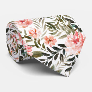 Bronze Korallen Sommer Blumen Aquarell Blumen Krawatte