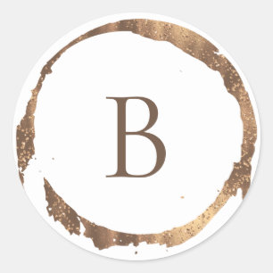 Bronze Kupfer Goldfolie Glitter Glanz Monogramm Runder Aufkleber