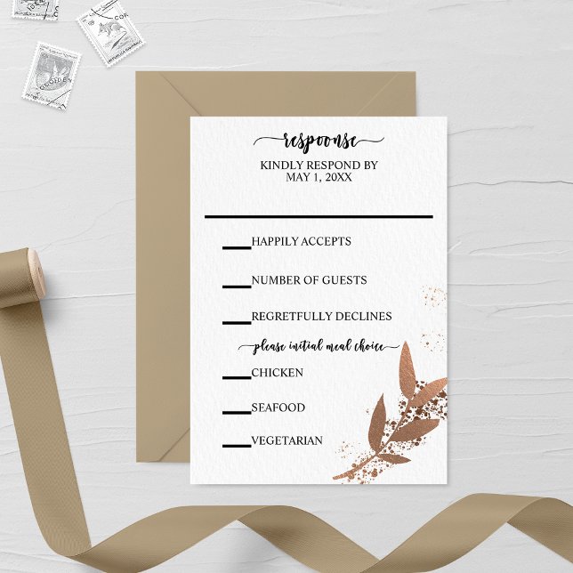 Bronze-Leaf-Hochzeit im Herbst RSVP-Karte RSVP Karte (Von Creator hochgeladen)