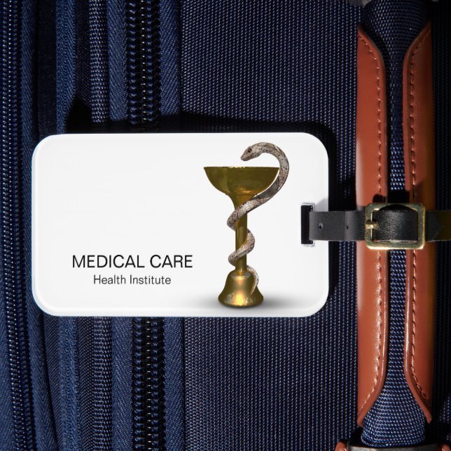 Bronze Medical Schlange Bowl Hygieia White Caduceu Gepäckanhänger (Vorderseite Insitu 4)